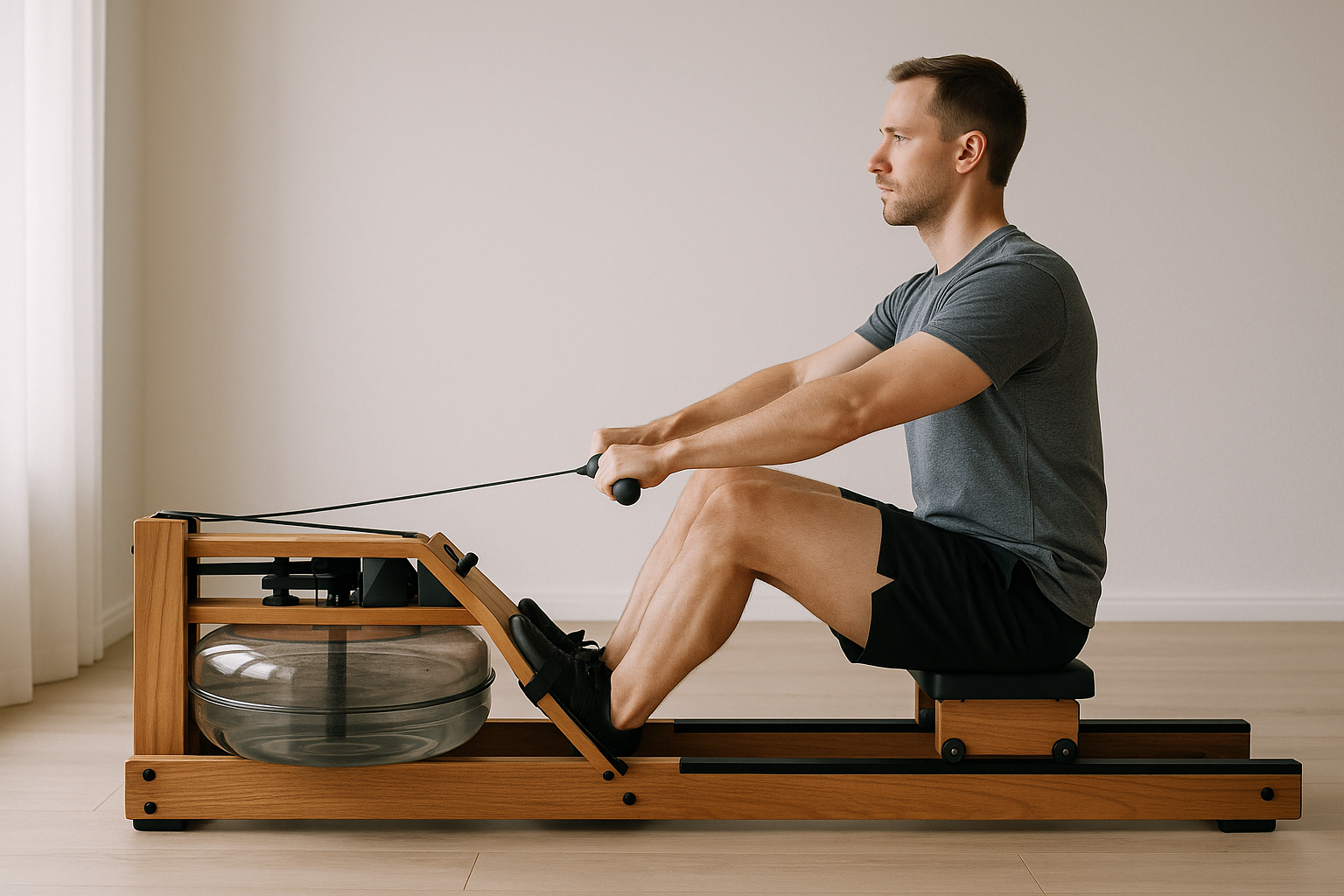 Rowing technique cues showing legs-body-arms sequence for safe home rowing