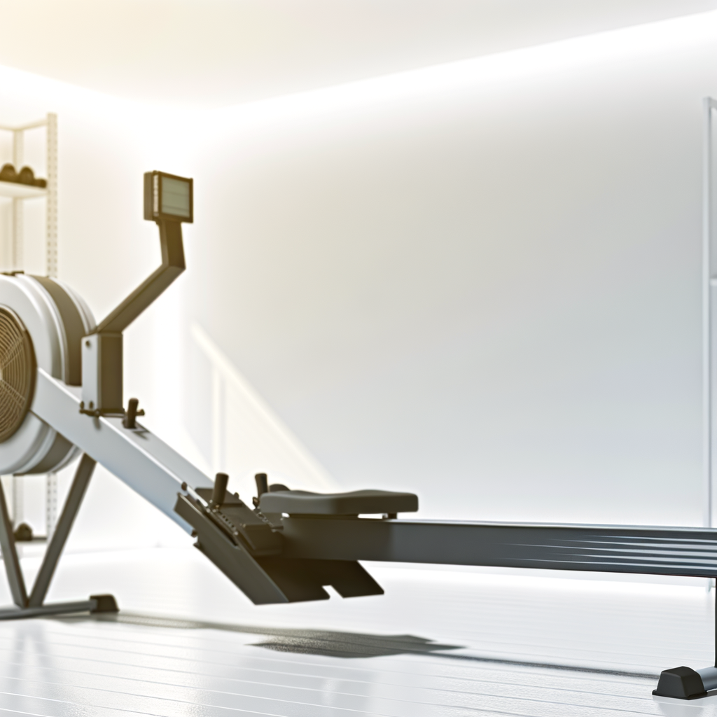 Modern rowing machine in a bright home gym