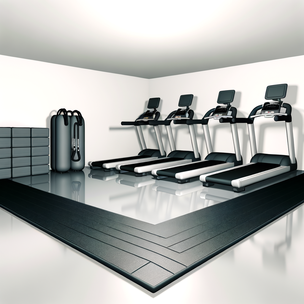 Protective mat under cardio equipment in a compact space